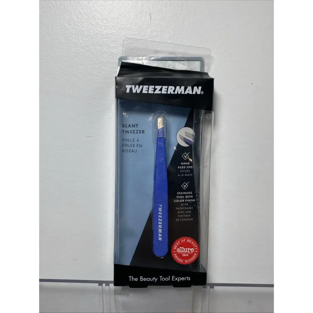 Tweezerman Slant Tweezer – Tweezerman Tweezers for Eyebrows Blue 1230- NotSealed